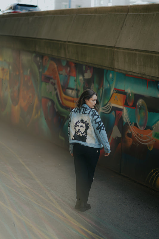Light Denim Jacket + Full Back Detailed Painting