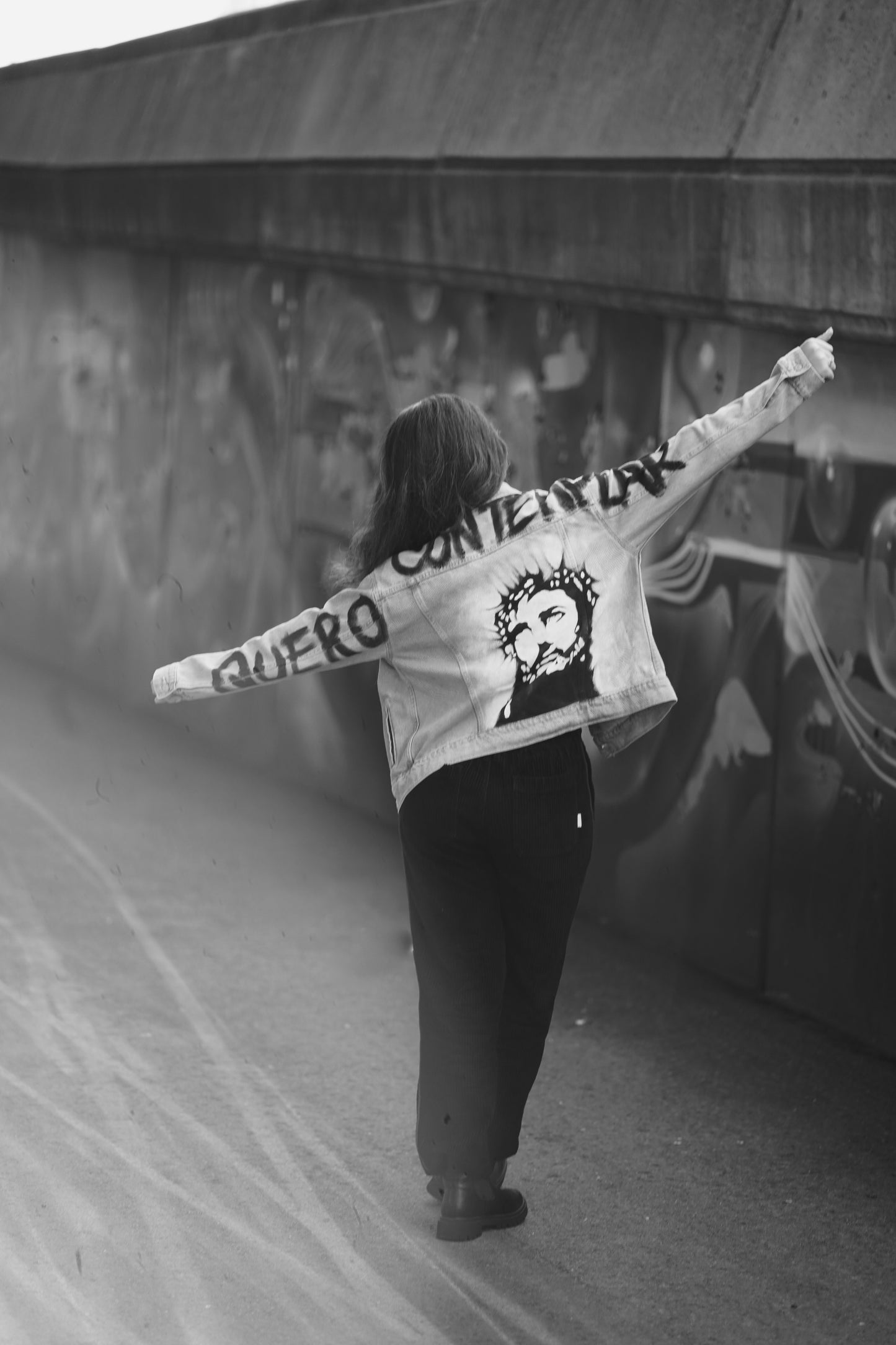 Light Denim Jacket + Full Back Detailed Painting