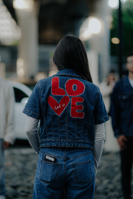 Short sleeve jean jacket + Design small