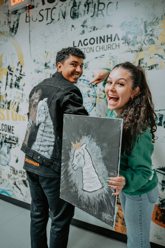 Black Trucker Jacket + Custom Painting